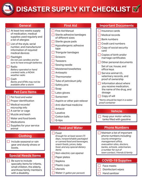 disaster supply kit checklist florida disaster