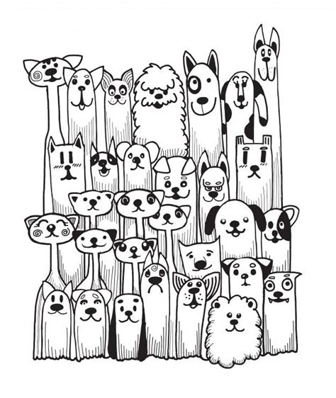 Premium Vector Hand Drawn Doodle Funny Dogs Set Cute Doodle Art