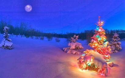 Night Snowy Wallpapers Background Desktop Christmas