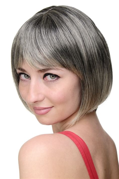 Capless Grey Short Straight Synthetic Hair Wig Grey Wigs Sale P