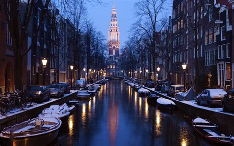 Amsterdam, Netherlands, City, River, Boat, Street Light, Car, Building