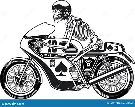 Human Skeleton Riding Motorcycle Stock Vector Illustration Of Death