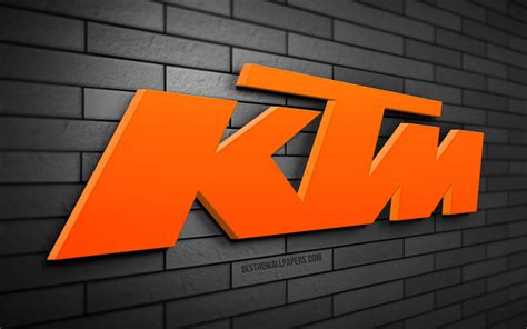 Download Wallpapers Ktm Blue Logo 4k Blue Brickwall K