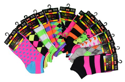 Lot Of 12 Womens Ladies No Show Neon Bright Color Ankle Fashion Socks