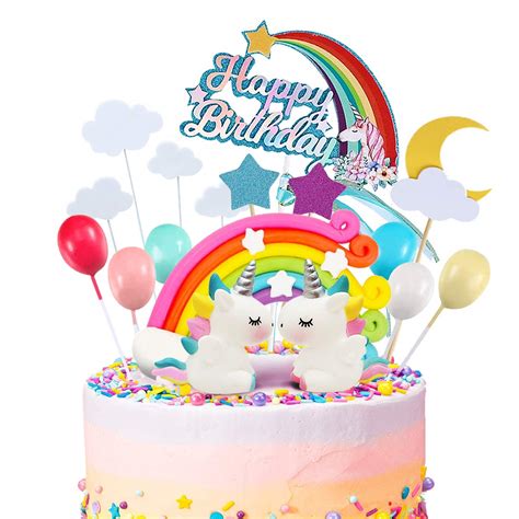 Buy Movinpe 21pcs Unicorn Cake Topper Kit Cloud Rainbow Balloon Happy