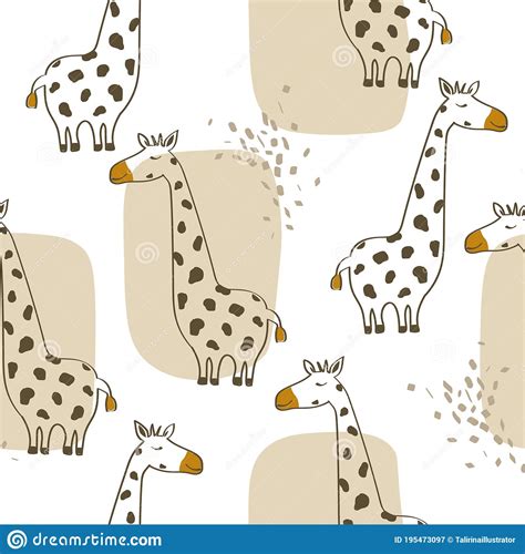 Colorful Seamless Pattern Happy Giraffes Decorative Cute Background