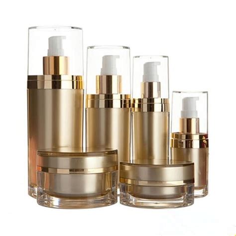 153060120ml Gold Skin Care Bottle Plastic Acrylic Cream Lotion Pump