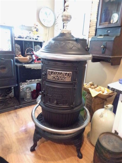 antq wood coal burn parlor stove round oak no 18 pd beckwith antique stove parlour stove