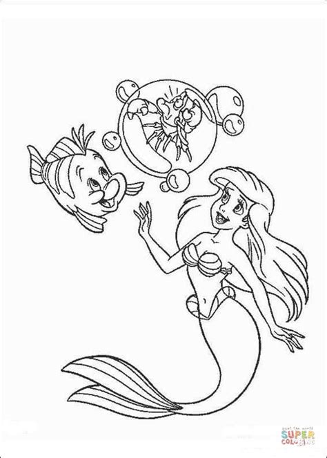 Dibujo De Ariel Sebastián Y Flounder Para Colorear Dibujos Para