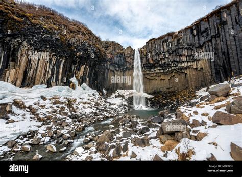 Svartifoss Waterfall Black Falls River Stórilækur Basalt Columns