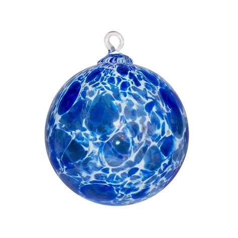 Hand Blown Glass Ornament Blue White Powder Suncatcher Etsy