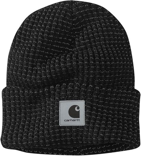 Carhartt Mens Knit Beanie With Reflective Patch Black Ofa At Amazon