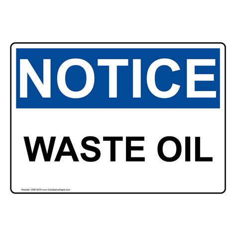 Osha Sign Notice Waste Oil Sign Hazmat