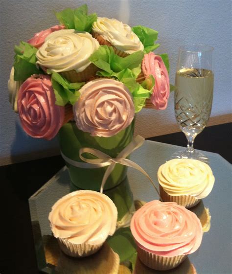 Cupcake Arrangement Based On A Flower Pot T With Buttercream