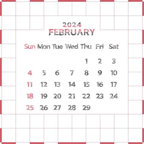February Monthly Calendar February Calendar 2024 Png Transparent