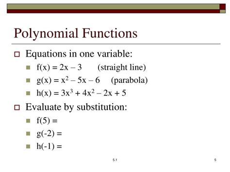 Ppt Sect 51 Polynomials And Polynomial Functions Powerpoint