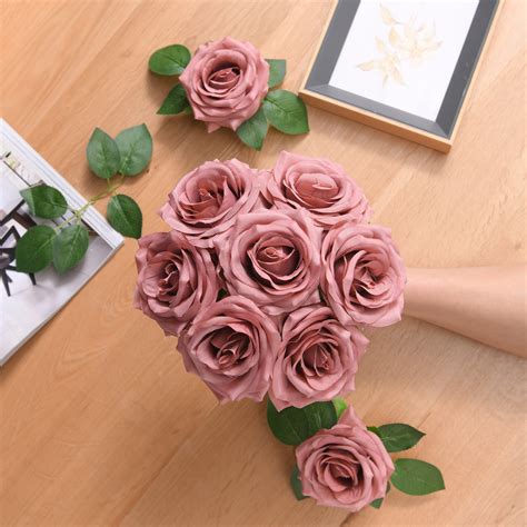 artificial flowers dusty rose 10pcs realistic fake roses for etsy