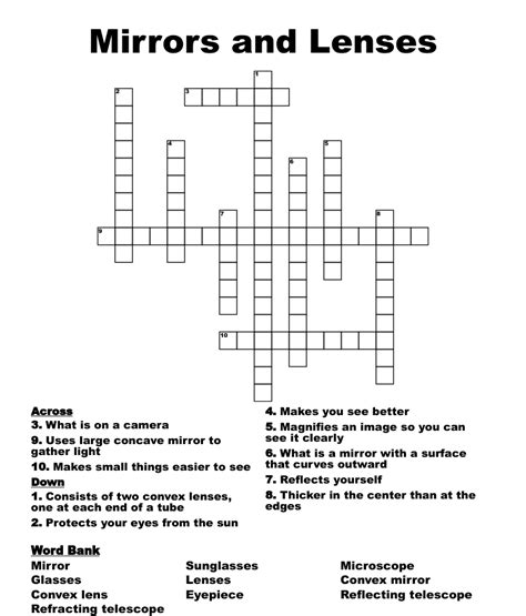 Mirrors And Lenses Crossword Wordmint