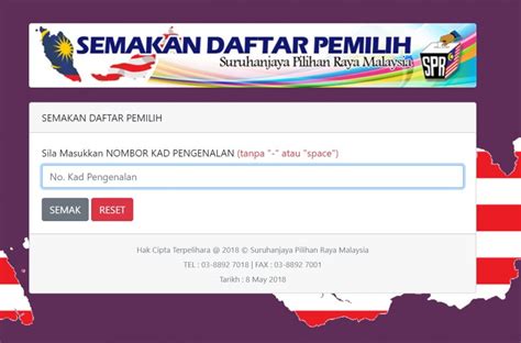 Ada beberapa link url laman web yang disediakan oleh suruhanjaya pilihan raya malaysia untuk semakan daftar undi tahun 2018. Wajib Baca Ini Sebelum Mengundi Esok