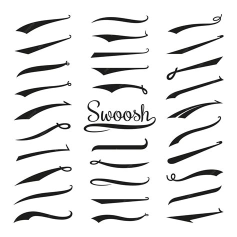 Premium Vector Swoosh Tails Retro Swooshes Typography Curly Font Tail