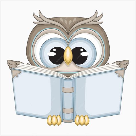 Premium Vector Cute Owl Reading A Book Vector Illustration