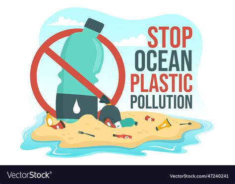 Stop Ocean Plastic Pollution With Trash Under Vector Image