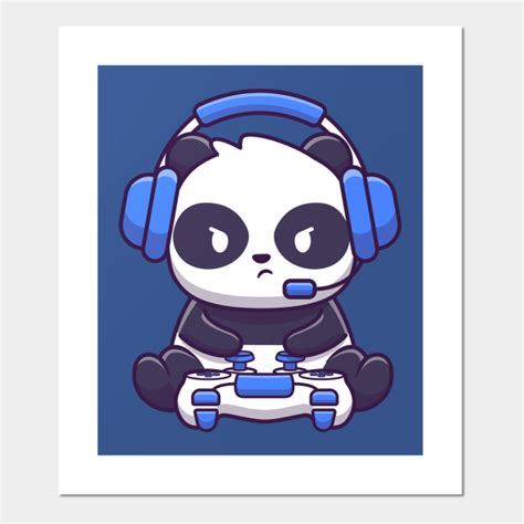 Cute Panda Gaming Panda Posters And Art Prints Teepublic