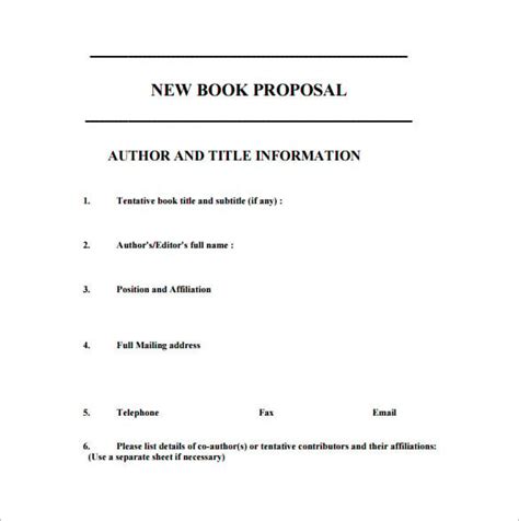 Book Proposal Template 15 Free Word Excel Pdf Format Download