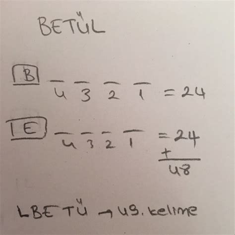 BETÜL kelimesindeki harflerin yerleri değiştirilerek elde edilen