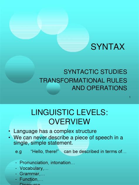 Syntax Syntactic Studies Transformational Rules And Operations