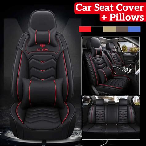 Universal Pu Leather Car Seat Cover Headrest Pillows Waist Pillows
