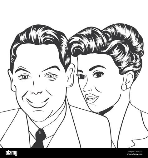 Man And Woman Love Couple In Pop Art Comic Style Vector Illustration