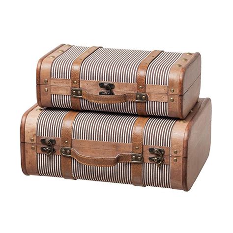 Slpr Decorative Suitcase With Straps Set Of 2 Striped Old