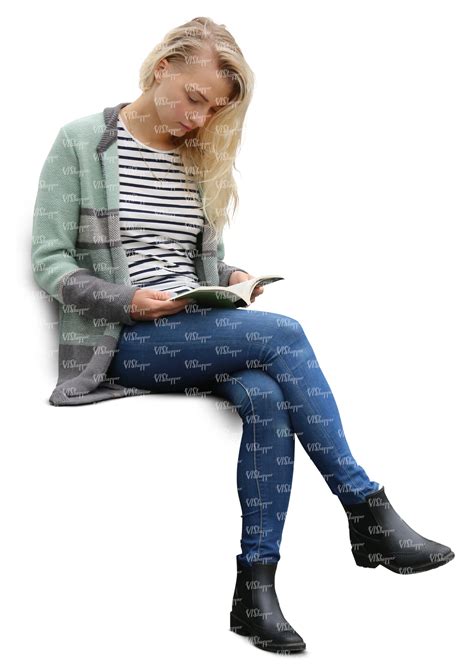 blond woman sitting and reading a book - VIShopper