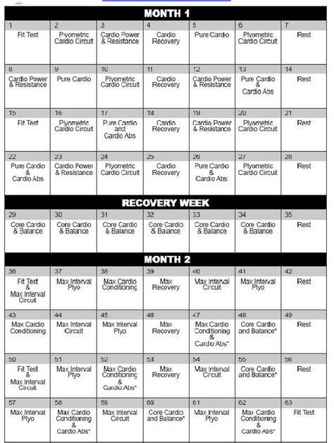 Insanity Workout Calendar Insanity Workout Schedule Insanity Workout