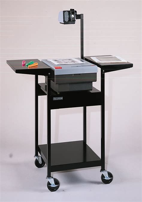 Stand Up Adjustable Height Steel Overhead Projector Table Color Black