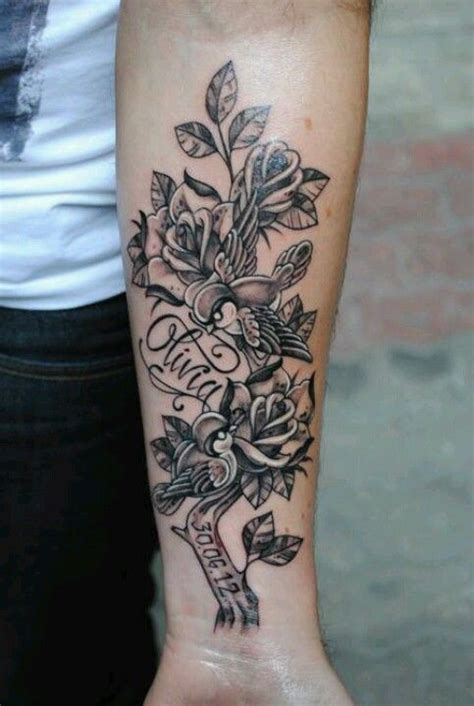The colour you choose for your rose will have a different meaning; Child's name with rose bush | Tattoos | Pinterest | Rose ...