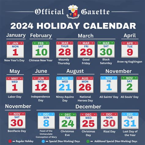 2024 Holiday Calendar Philippines Official Gazette Status - Joye Ruthie