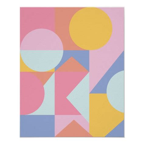 Cute Colorful Geometric Shapes Collage Artwork Poster