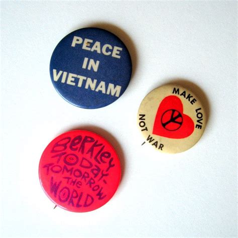 Vintage Anti War Buttons Late 1960s Set Of 3 Collectors Items