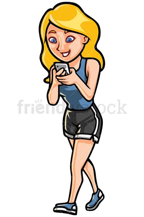 distracted woman texting while walking vector cartoon clipart friendlystock