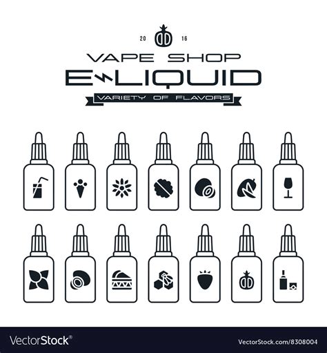 Vape Shop E Liquid Flavors Icons Royalty Free Vector Image