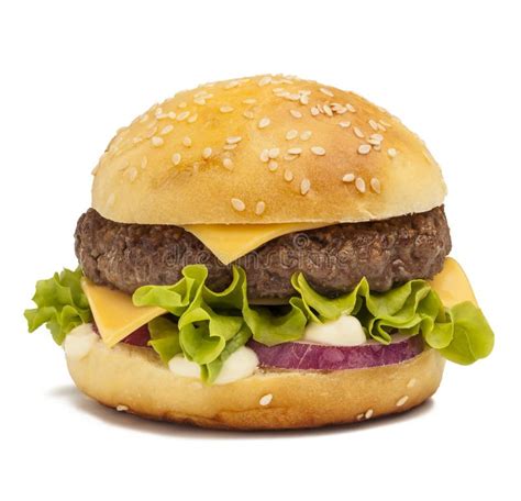Perfect Hamburger Classic Burger American Cheeseburger Isolated On