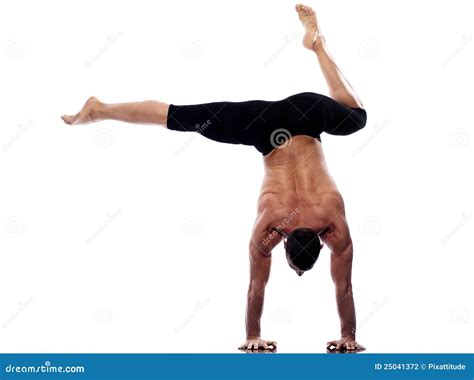 Man Handstand Full Length Gymnastic Acrobatics Stock Photography