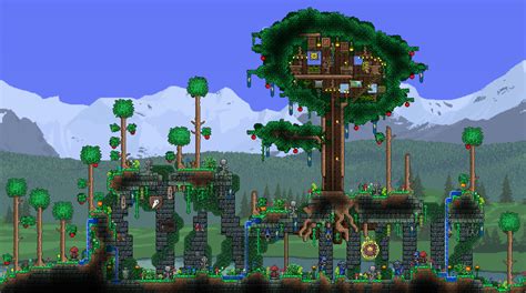 Overgrown Dungeon And Tree House For The Dryad Terraria