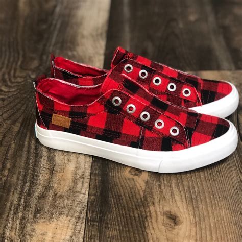 Buffalo Plaid Sneakers Womens Triple Blessed Boutique