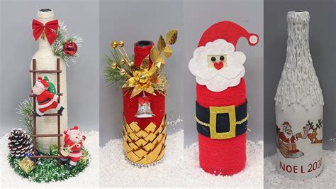5 Christmas Bottle Decoration Ideas Home Decorating Ideas Easy Youtube