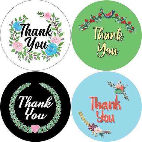 Thank You Stickers 10 Sheet 15 Round 16 Designs For Birthdays