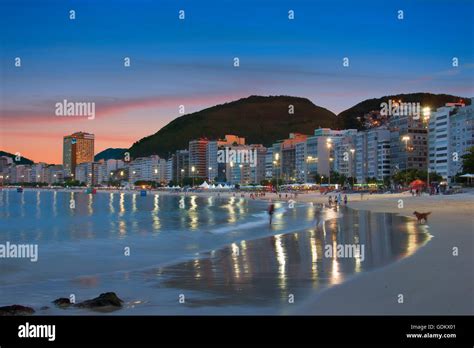 Copacabana Beach At Night In Rio De Janeiro Stock Photo Alamy