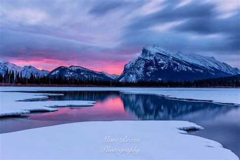 Winter Sunrise Vermilion Lakes Banff Alberta By